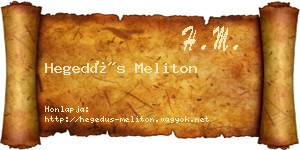 Hegedűs Meliton névjegykártya